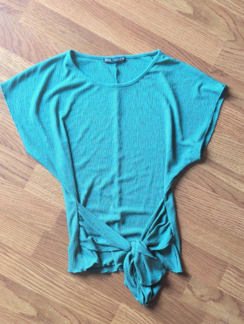 Zara Teal Tie-Front Crop Top